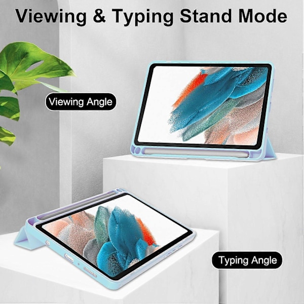 Til Samsung Galaxy Tab A9 Etui PU+TPU+Akryl Klar Bagside Tablet Cover med Penholder Multicolor Style D