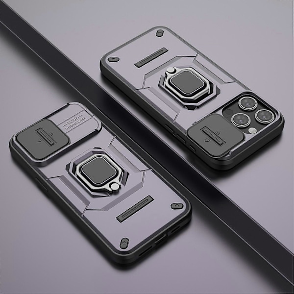 Stöttåligt Skal för iPhone 14 Pro Max, PC+TPU Telefonfodral Skjutbart Linsskydd Ställ Baksida Multicolor Style D