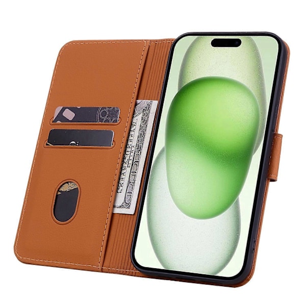 Til iPhone 15 Plus Cover Rhombus Prægning Business Læder Telefon Cover med Wallet Stand Multicolor Style C