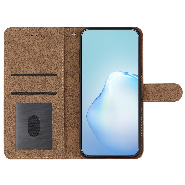 Læder Wallet Case til iPhone 15, Linje Præget Ko Læder Tekstur Stand Telefon Cover Blue