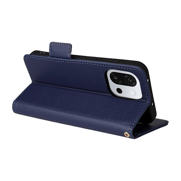 Skal för OnePlus 13T 5G med handledsrem, litchi-textur PU-läder plånboksfodral Multicolor Dark Blue