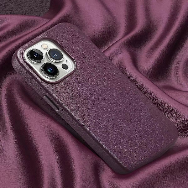Anti-ridse Telefoncover til iPhone 15 Plus PU+PC Beskyttelsesetui Kompatibelt med MagSafe Oplader Multicolor Style H
