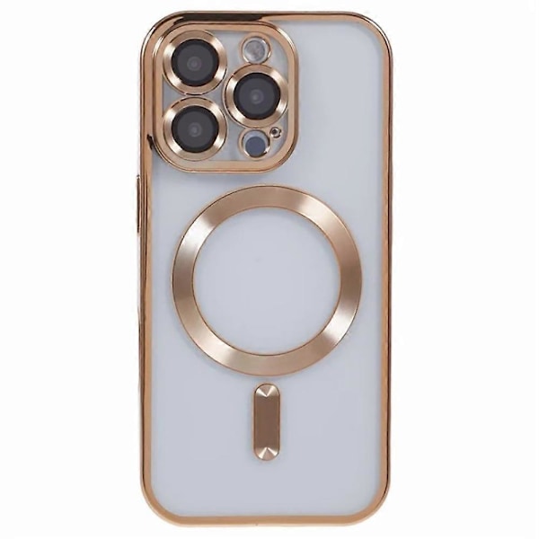 Magnetiskt skal för iPhone 16 Pro Max, fullt skydd, elektropläterat TPU-skal med härdat glas Multicolor Gold