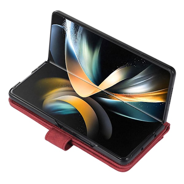 För Samsung Galaxy Z Fold5 5g Pu-läder+plånbok Phone case Stativ Skin-touch Cover Red