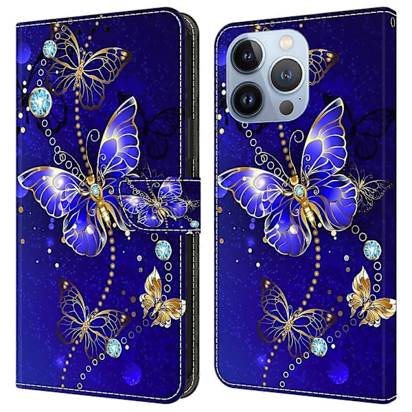 Til iPhone 16 Pro Cover 3D Mønster PU Læder Wallet Telefon Cover med Støttefod Multicolor Style A
