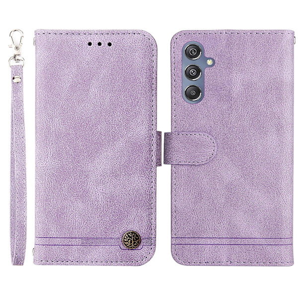 För Samsung Galaxy F34 5g/m34 5g Imprinted Lines Stand Cover Anti-drop Pu Läder Phone case Purple
