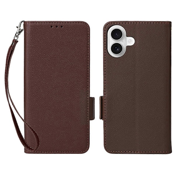 För iPhone 16 Plus Fodral Litchi Textur PU Läder Plånbok Flip Telefonfodral Multicolor Style D