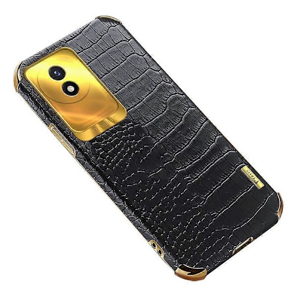 vivo Y02 4G -puhelimelle krokotiilinnahkajäljitelmä, galvanointipinnoitettu, nahkapäällysteinen TPU-puhelinkotelo Multicolor Style A