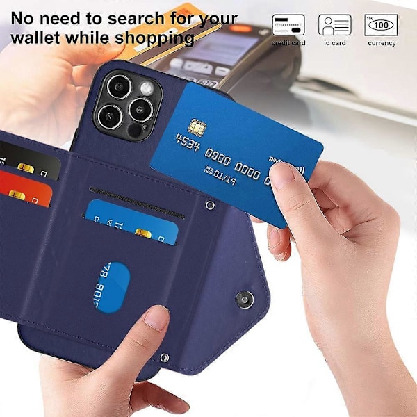 YB Nahkapinnoitesarja-8 iPhone 12 Pro Max 6,7 tuuman RFID-suojakorttikotelolle Multicolor Sapphire