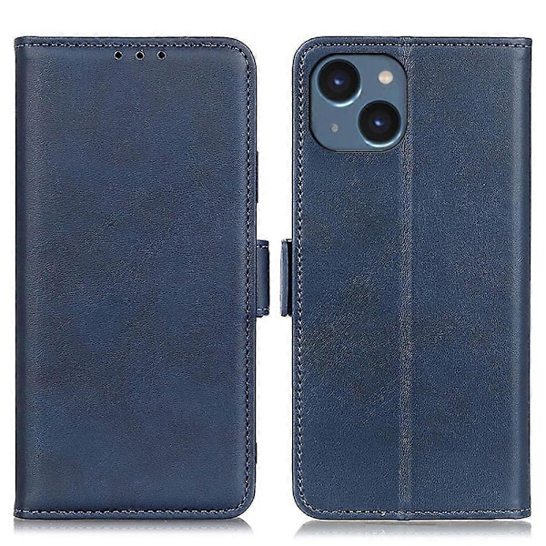 För iPhone 15 Plus Anti-Damm Ställ Telefonfodral Nappa Textur PU Läder Plånboksfodral