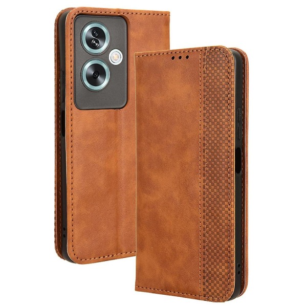 För Oppo A79 5g / A2 5g Case Retro Pu Läder Magnetisk automatiskt stängande cover Brown