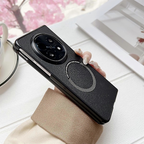 Skal för Oppo Find N5 5G Anti-Drop PU Läder+TPU Fodral Kompatibelt med MagSafe Multicolor White