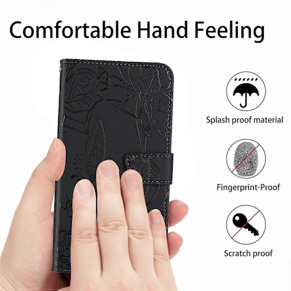 Til Samsung Galaxy A55 5G Butterfly Læder Etui med Håndledsrem Telefon Cover Multicolor Style A