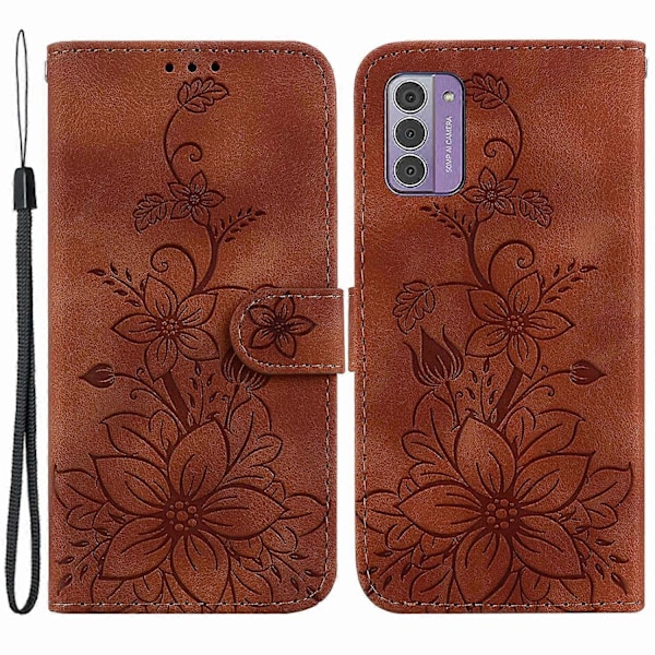 Præget Lily Blomst Cover til Nokia G42 Læder Wallet Stødsikkert Stativ Telefon Cover Multicolor Style E