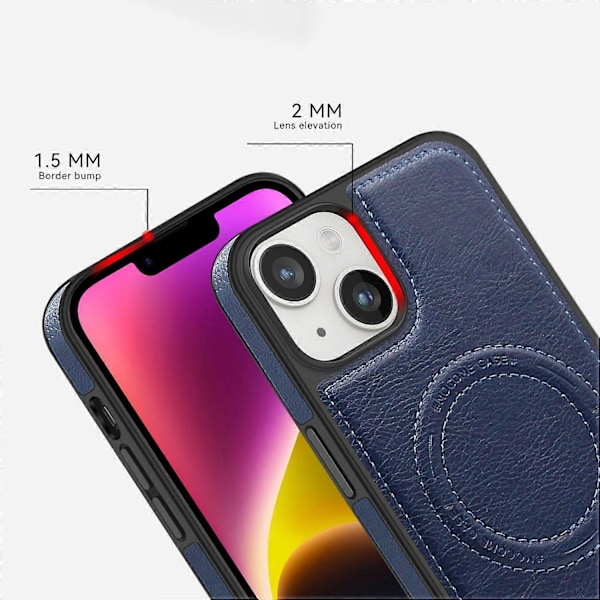 Skal för iPhone 14 Plus Kompatibelt med MagSafe Slim-Fit PU Läderbelagd TPU+PC Skal Multicolor Style A