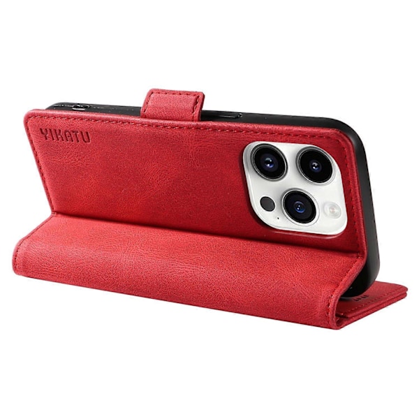 YIKATU YK-005 för iPhone 14 Pro Folio Flip Fodral PU Läder Hud-känsla Ställ Plånbok Mobilskal Multicolor Style H