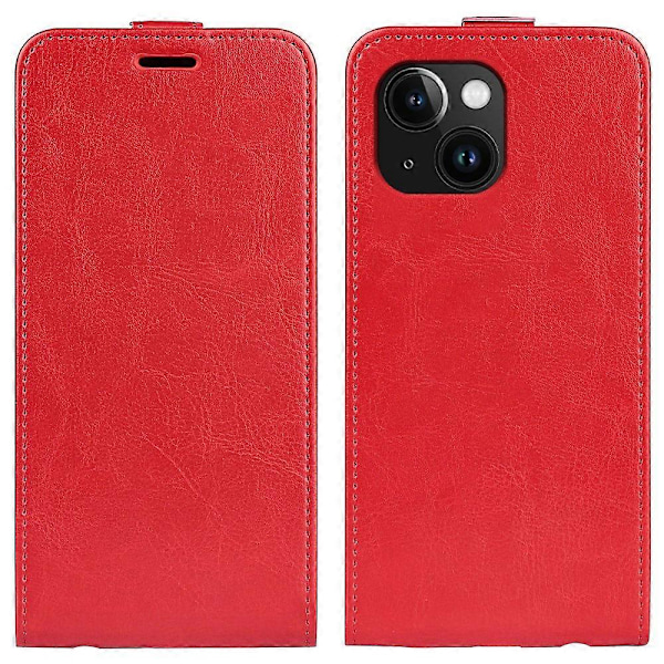 Telefonfodral med kortfack för iPhone 15 Plus, Repskyddande Vertikalt Flip PU Läder Mobilskal Multicolor Style D
