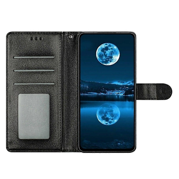 Læder telefoncover med pung, stativ og praktisk rem til Samsung Galaxy A55 5G - Grøn Multicolor Black