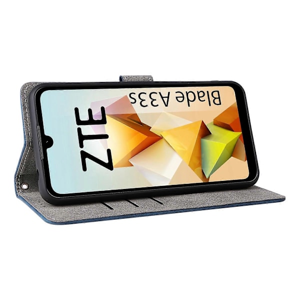 For ZTE Blade A33S Leather Case RFID Blocking Phone Cover with Strap - Green Multicolor Blue