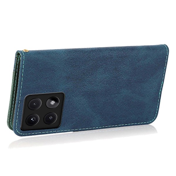 Fodral för Xiaomi 14T Färgskarvning Plånboksställ Läder Telefonfodral med Handledsrem Multicolor Style A