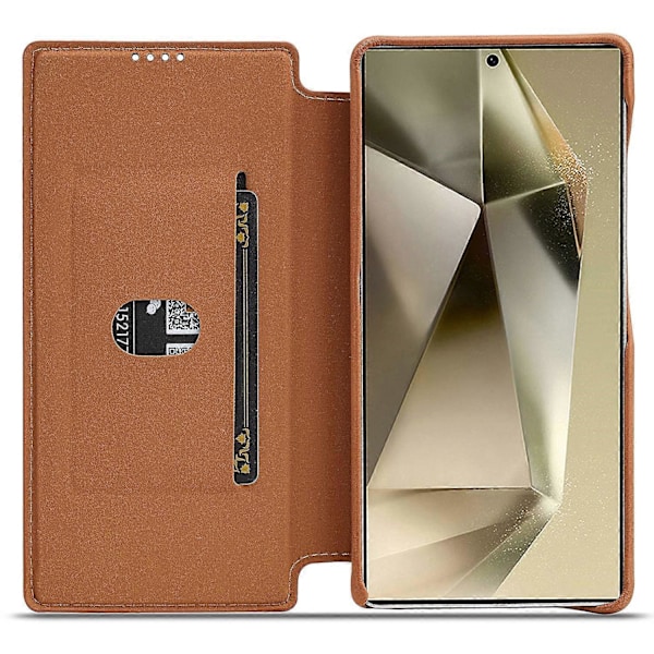 LC.IMEEKE Etui til Samsung Galaxy S25 Ultra med Kortholder, Støttefod og Læder Telefoncover Multicolor Brown