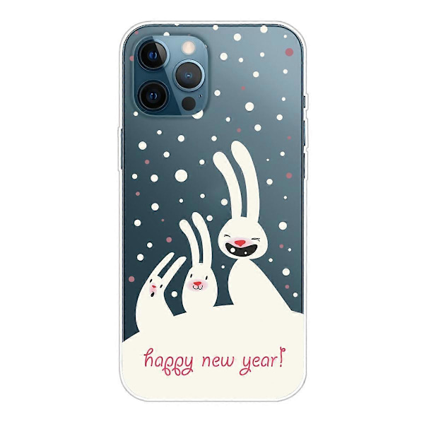 Til iPhone 16 Pro Max Cover Julemønster Print Blød TPU Telefon Cover - Sokker og Gaver Multicolor Rabbits