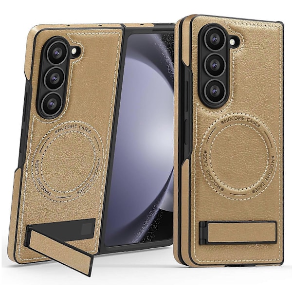 Skal för Samsung Galaxy Z Fold5 5G Kompatibelt med MagSafe PC+PU Ställ Telefonskydd Multicolor Desert Gold