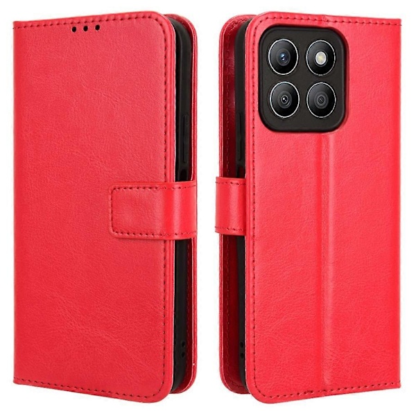 För Honor X8c 4G Fodral Crazy Horse Textur PU Läder Plånboksfodral Multicolor Red