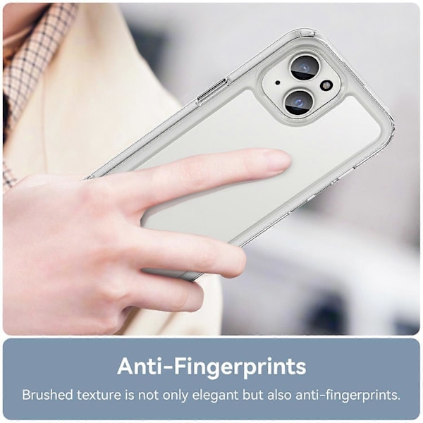 Transparent skal för iPhone 15 Plus Akryl+TPU Anti-dropp Telefonskal (Stort Hål för Bakre Linsen)