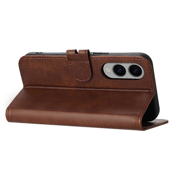 Til Samsung Galaxy S25 Edge Etui Glad Kat Mønster Præget Læder Wallet Telefon Cover Multicolor Brown