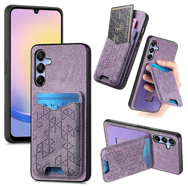 Til Samsung Galaxy A15 4G/5G Etui med Præget Mønster, Kortholder, Støttefod, Læder Bagside Cover Multicolor Style B