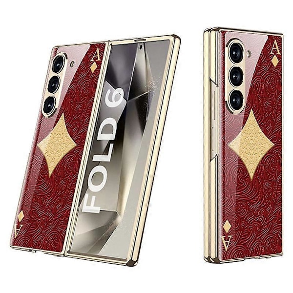 GKK Etui til Samsung Galaxy Z Fold6 5G Elektroplettering Trykt Mønster Hærdet Glas+PC Telefoncover Multicolor Style A