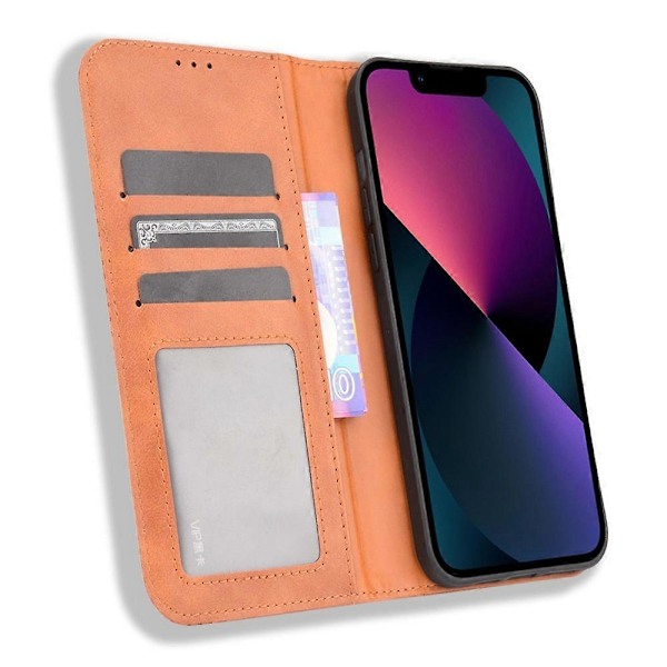 Magnetisk Självabsorberande PU Läder Plånboksställ Flipfodral för iPhone 13 6.1 tum