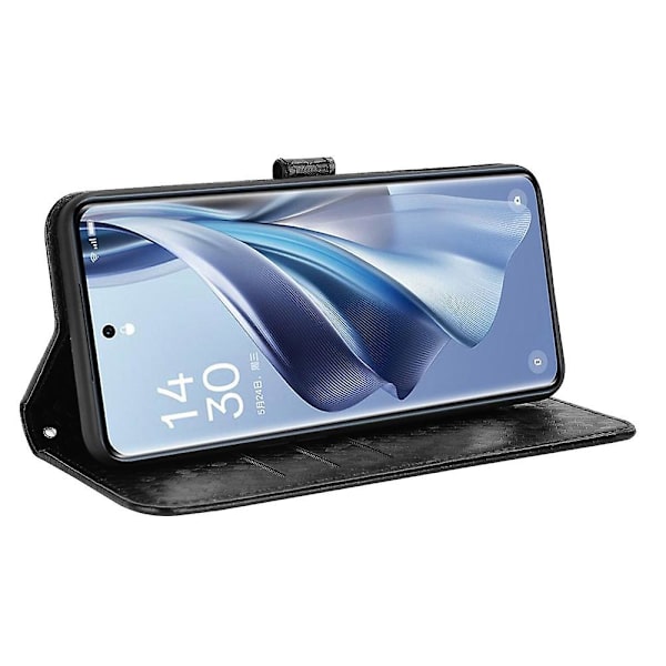 Til Oppo Reno10 Pro+ 5g PU Læder Wallet Mobil Case Dot Præget Flip Stand Telefon Cover Black