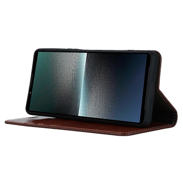 Til Sony Xperia 1 V Stand Flip Wallet Ægte Koskind Læder Cover Telefon Etui Multicolor Style C