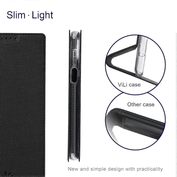 VILI DMX Serie Kortholder Design Lær Beskyttelsesdeksel Stativ for Xiaomi Redmi Note 10 5G/Poco