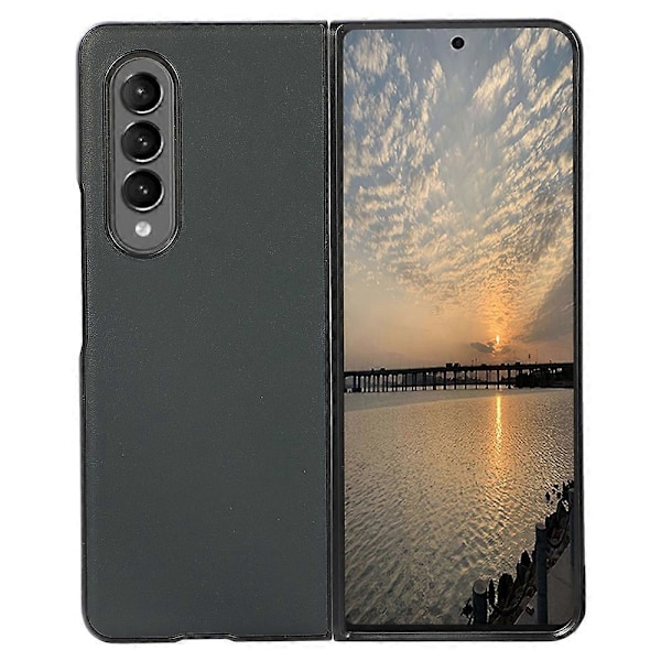 PC+Äkta Läder Baksida Mobilskal Fodral för Samsung Galaxy Z Fold3 5G Tättslutande 180-Graders Vikning