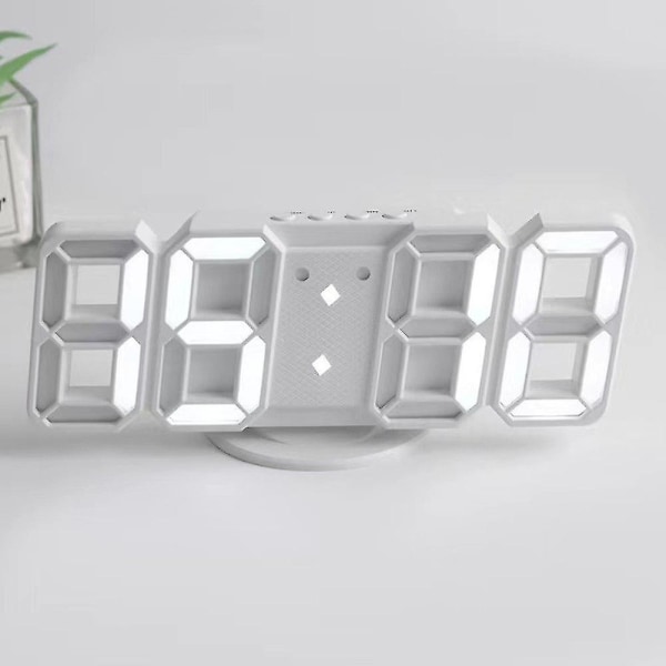 Hvidt Lys Skrivebord Stille Soveværelse 12 24 Timer Dato LED Digitalt Vægur As shown