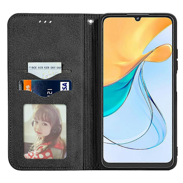 Telefon Stand Case til ZTE Blade V50 Vita Shell Hud-berørings PU Læder Cover - Sort