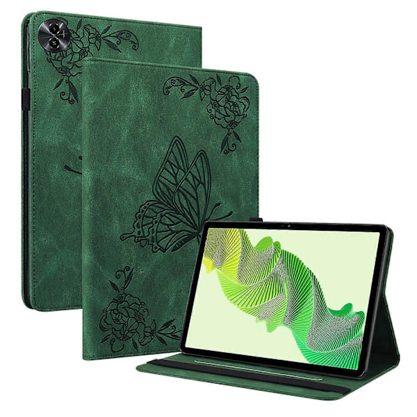 Tablet Cover til Realme Pad 2 PU Læder Cover Sommerfugl Blomst Præget Kortholder Shell Multicolor Style A