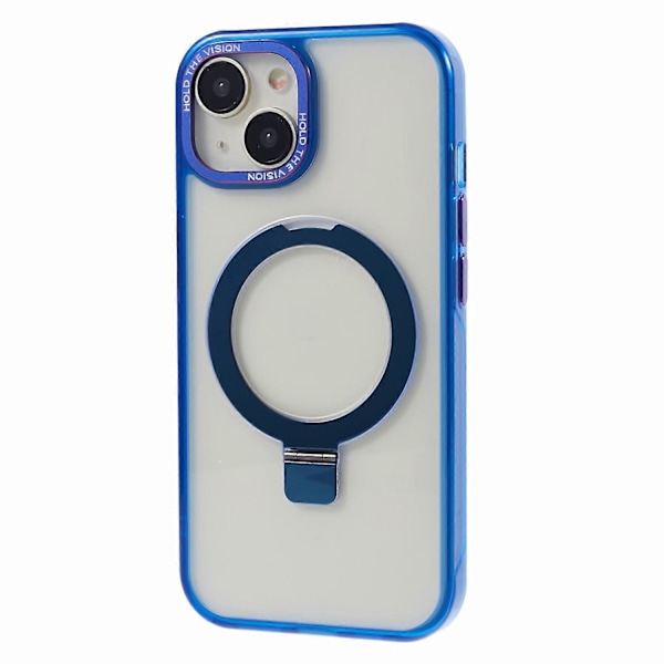 Läpinäkyvä TPU+PC suojakuori iPhone 15 Plus -puhelimelle, näkymätön jalusta ja magneettinen puhelinkuori Multicolor Style E
