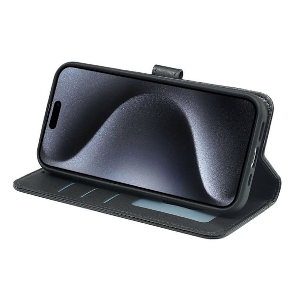 Til iPhone 16 Pro Max Wallet Case Magnetisk Lukning Læder Telefon Cover med Rem - Grøn Multicolor Black