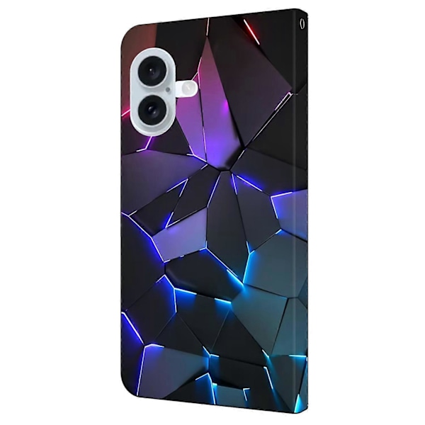 Skal för iPhone 16 Mönstertryckt Skyddande Fodral TPU+PU Läder Flip Telefonfodral Multicolor Style G