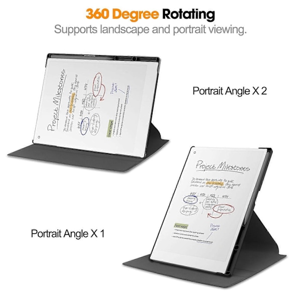Til ReMarkable Paper Pro Etui Frontstøtte 360 Graders Roterende Stativ PC+PU Læder E-Reader Cover Multicolor Apricot