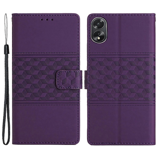 Til Oppo A38 4G Etui Præget Rombe Læder Telefon Wallet Cover Multicolor Style B