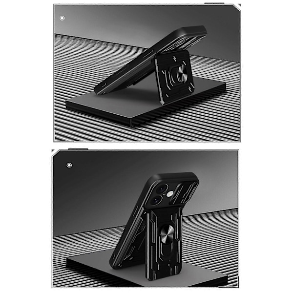 iPhone 16 Plus -kotelo PC+TPU-jalustalla ja kameran liukusuojalla Multicolor Style A