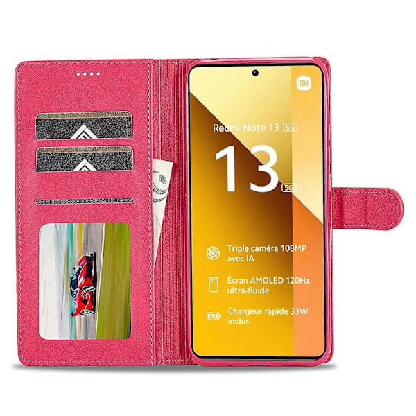 LC.IMEEKE Etui til Xiaomi Redmi Note 13 Pro 5G/Poco X6 5G, tegnebog, stativ, kalveskinds tekstur læder telefoncover Multicolor Rose