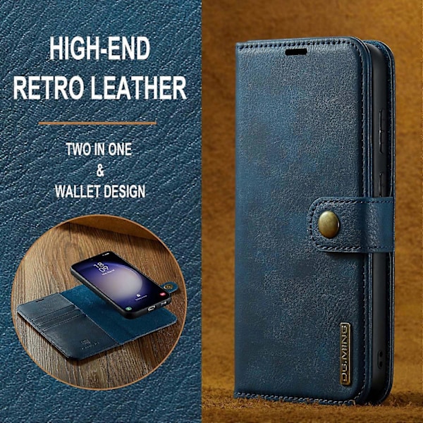 Samsung Galaxy S23 FE irrotettava puhelinkotelo halkaistusta nahasta lompakkoteline puhelinkuori Multicolor Style A