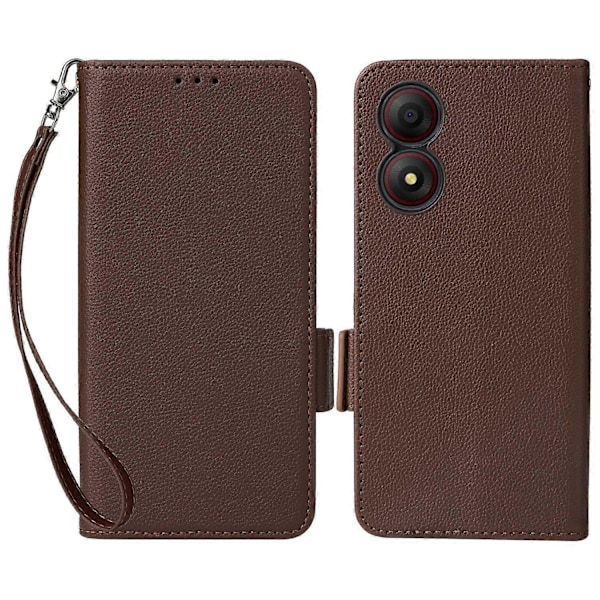 För ZTE Blade A34 Telefonfodral Läder Litchi Textur Skydd med Magnetisk Stängning - Grå Multicolor Brown