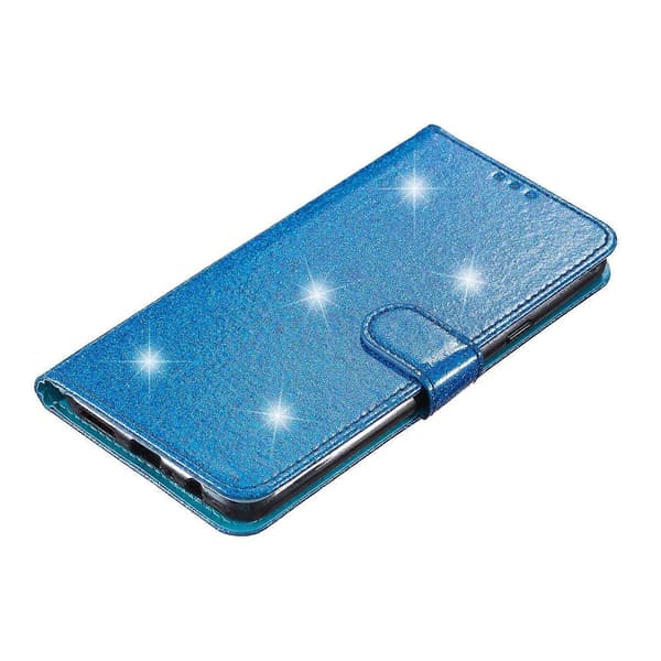 Glittrigt PU-läderfodral med folio flip plånboksstativ för iPhone 14 Plus Multicolor Style E